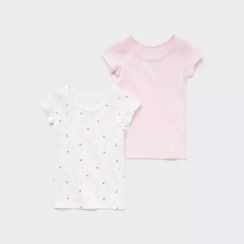 Набор из 2 предметов UNIQLO JAPAN с хлопковым фрезерованием внутри и в форме сердца с короткими рукавами