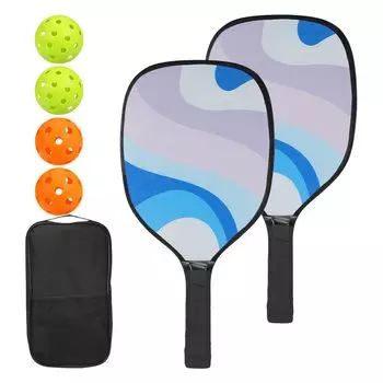 Набор из 2 ракеток для игры в пиклбол METERXITY Pickleball Paddle, одобренных в США, из стекловолокна с накладкой, 4 мяча с сумкой для переноски, подходит для занятий спортом на открытом воздухе, черного цвета