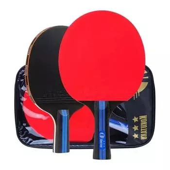 Набор из 2 ракеток для настольного тенниса, деревянная ракетка для пинг-понга с 5-слойным лезвием из чистого дерева толщиной 6,0 мм, C.Vertical Grip (Short Handle)