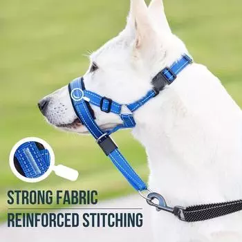 Набор из 2 регулируемых нейлоновых намордников для собак с усиленной строчкой – поводок с ремнем безопасности для дрессировки и прогулок без рывков M красный