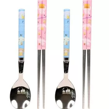Набор из 2 шт. ложек Lilpang Cinnamoroll Vacuum Stainless Steel Junior Simple, популярный персонаж в Корее
