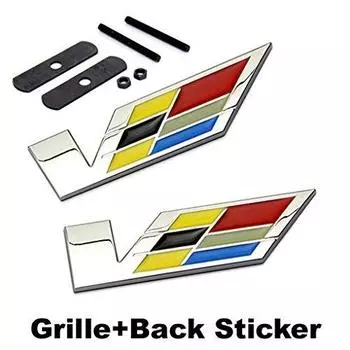 Набор из 2 шт., передняя решетка V Racing + задняя наклейка, эмблема автомобиля sticker разноцветный