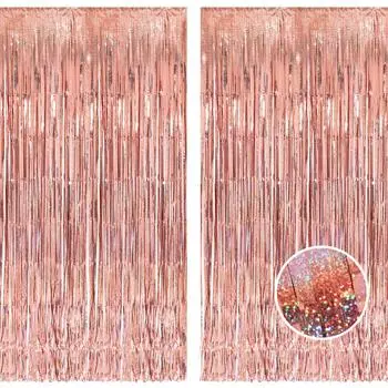 Набор из 2 штор с кисточками BRAVESHINE, сверкающие розово-золотые украшения на день рождения, шторы на день рождения, украшения на вечеринку