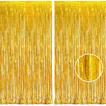 Набор из 2 штор с кисточками BRAVESHINE, блестящий фон, яркий глянец, украшения на день рождения, шторы, украшения на день рождения, вечеринка