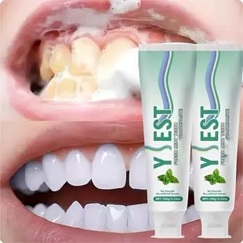 Набор из 2 штук Отбеливающая зубная паста Mint Nano, без фтора, глубоко очищающий гель, освежает дыхание и уменьшает запах, по 100 г каждая 2