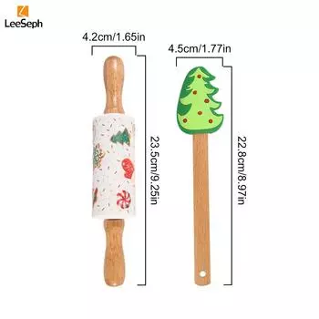 Набор из 2 силиконовых скалок и силиконовых лопаток, рождественские узоры для выпечки теста для торта, пиццы, кондитерских изделий, помадки, печенья