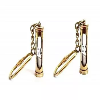 Набор из 2 морских латунных песочных часов с брелком для ключей