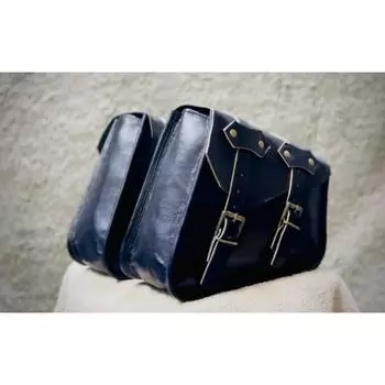 НАБОР из 2 сумок Royal Enfield Кожаные сумки-седла Черные 2 сумки 10 x 11 x 4 in чёрный