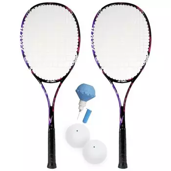Набор из 2 теннисных ракеток Yonex Soft, в который входят: Aero Duke 50 For Guts Soft Tennis Federation Official Mark Soft Tennis Beginner Set x Ракетка, 2 шт., Мячи, Насос, фиолетовый