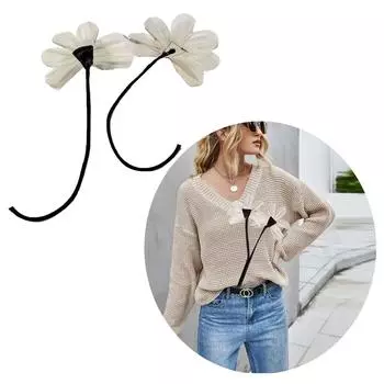Набор из 2 тканевых заколок с цветком. Нежная булавка. Легкая брошь с цветком. Элегантная булавка на лацкане. Идеально подходит для повседневного ношения на свидании. чёрный