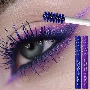 Набор из 2 тушей для ресниц синего и фиолетового цвета, водостойкая, удлиняющая и не размазывающаяся тушь с тонкой кисточкой, идеально подходит для праздничного макияжа 2PCS