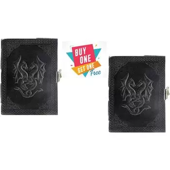 Набор из 2 винтажных кожаных блокнотов-дневников ручной работы с тиснением дракона, 7 дюймов, 5 дюймов 7 x 5 in чёрный