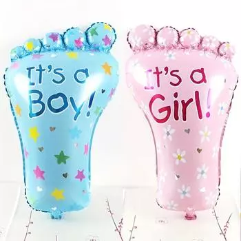 Набор из 2 воздушных шаров для вечеринки по случаю определения пола ребенка - украшения в форме ступни из фольги для празднования дней рождения мальчиков и девочек Other