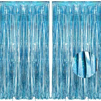 Набор из 2 занавесок с кисточками BRAVESHINE с блестками на заднем плане Яркий глянец Украшение на день рождения Украшение на день рождения Занавеска Украшения на день рождения Вечеринка