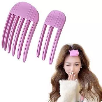 Набор из 2 зажимов для поднятия корней, бигуди для челки, зажим для поднятия челки, расческа для укладки корней, пушистая челка, бигуди для волос из пластика, укладка корней волос с помощью фена