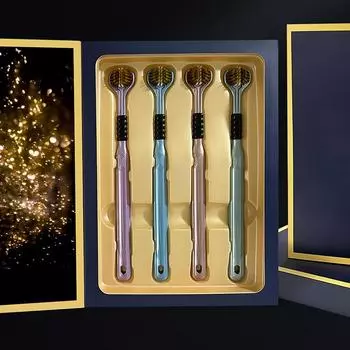 Набор из 2 зубных щеток с ультрамягкой щетиной для взрослых - трехсторонние для глубокой чистки и здоровья десен, ручные зубные щетки в подарочной коробке 2 pcs/set