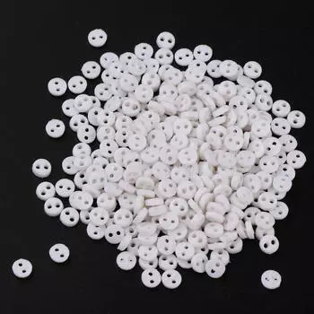 Набор из 300 штук, 4 мм, 2 отверстия, круглые мини-пуговицы, кукла своими руками, белая