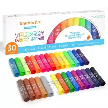 Набор из 30 сменных карандашей Shuttle Art Crayon, сменная темперная краска, выдвижная, безопасная, моющаяся, небьющаяся, раскраска граффити, можно рисовать на наборе для рисования