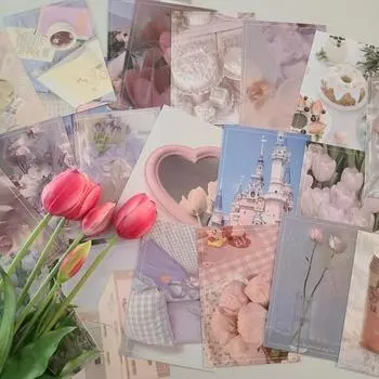 Набор из 30 винтажных розовых открыток для интерьера «Дом природы»