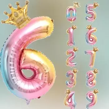 Набор из 32-дюймовых цифровых шаров с градиентной короной 1-9, подходит для украшения дня рождения и Нового года