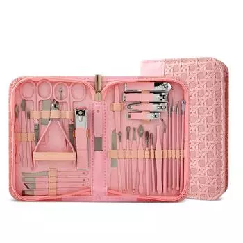 Набор из 32 кусачек для ногтей из нержавеющей стали, доступны разные цвета, многофункциональный набор для маникюра и подравнивания бровей с тонкими узорами 30pcs