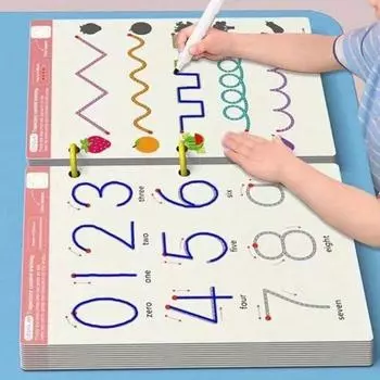 Набор из 32 многоразовых обучающих практических книг, стираемый блокнот для отслеживания письма, с упражнениями по контролю и обучению для детей от 3 до 6 лет