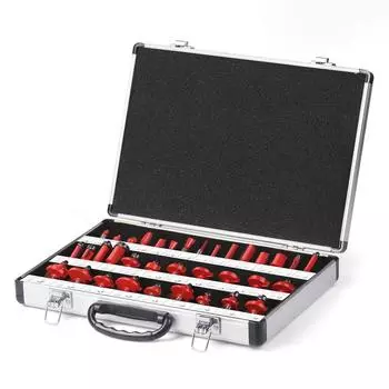 Набор из 35 штук 8-ручных фрез для деревообработки, кромочный фрезер для деревообработки, набор фрезерных головок с полной спецификацией 35-Piece Set of 8 Handles - Red