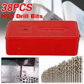 Набор из 38 метрических сверл HSS Iron Twist Steel Twist Drill Kit High Speed Full Set 1-13mm Metric Drill Set + Case