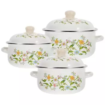 Набор из 3 эмалированных кастрюль с ручкой, маленькая кастрюля для приготовления пищи, кастрюля для супа, молочная посуда, антипригарное покрытие для лапши быстрого приготовления