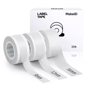 Набор из 3 этикеток Оригинальная термолента Ширина Длина Подходит для Совместимые этикетки, Полностраничные этикетки, Наклейки, Бумага, 9/12/16 мм, 4 м,