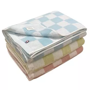 Набор из 3 банных полотенец Imabari Towel, 3 цвета, пастельные тона, узор в клетку, 65x120 см, сделано в Японии, 100% хлопок, впитывающие, пушистые