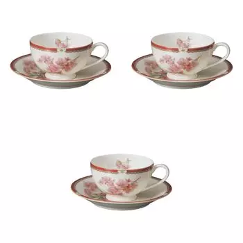 Набор из 3 чашек и блюдец NB Sakura Black Tea x 9 x см Cup Saucer Wan Fuse Ware Setomonohonpo C/S [11.5 5.5 200cc] &