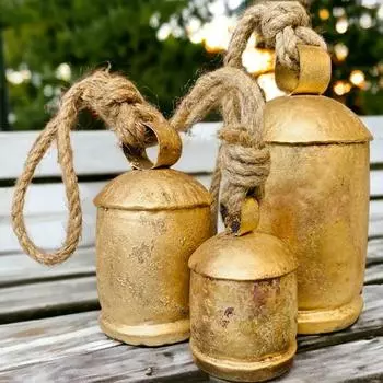 Набор из 3 дверных колокольчиков ручной работы в деревенском стиле «Гармоничные коровьи колокольчики» для счастливого рождественского декора фермерского дома и дверных венков