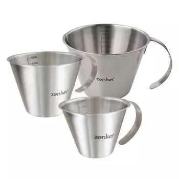 Набор из 3 градуированных мерных стаканов из нержавеющей стали Zenker 250 мл, 500 мл и 1 литр, арт.. 9983250