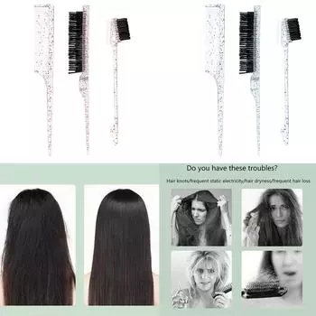 Набор из 3 гребней с хвостиком, расческа для окрашивания с мелкими зубьями, антистатическая расческа для укладки волос, парикмахерских работ, выделения секций, стрижки синий