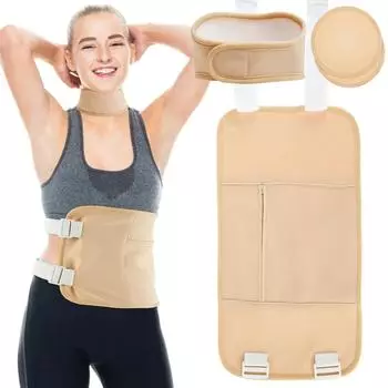 Набор из 3-х касторовых масляных пакетов для шеи и талии с накладкой на грудь, многоразовый компресс с касторовым маслом, удобный компресс с регулируемыми ремнями хаки