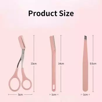 Набор из 3-х предметов: нож для подравнивания бровей, расческа для бровей и ножницы для подравнивания бровей