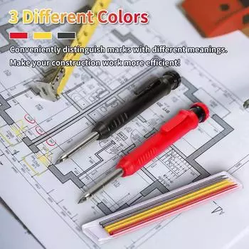 Набор из 3-х твердых плотницких карандашей, столярные инструменты, механические карандаши, стержни для строительных работ, плотницкие работы, разметка, чертилка