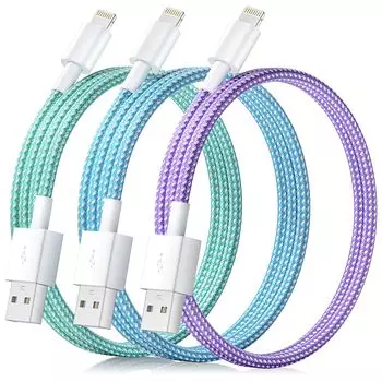 Набор из 3 кабелей Lightning для зарядки iPhone Сертифицированный MFi кабель для зарядки iPhone Быстрая зарядка Синхронизация Передача данных Предотвращение отключения Ultra