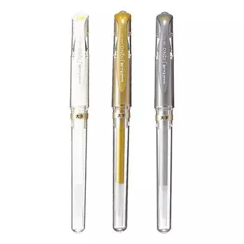 Набор из 3 карандашей Mitsubishi Uniball Signo Bold Silver UM-153 1,0 мм, белый, золотой,