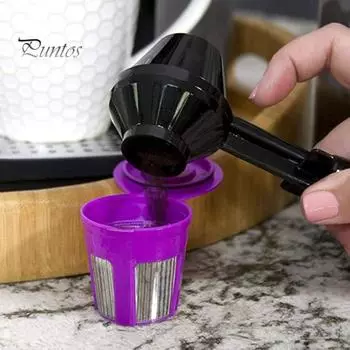 Набор из 3 кофейных ложек и воронок для капсул K Cup, молотого кофе, протеинового порошка, мерная ложка для кофе, многоцелевая чайная ложка с выравнивающей воронкой чёрный