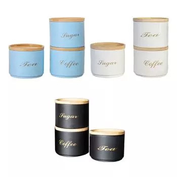 Набор из 3 кухонных канистр, многофункциональный элегантный контейнер для хранения, банка для кухни, для муки, кофе, сахара, хлопьев, лакомств для собак чёрный