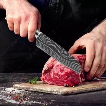 Набор из 3 кухонных ножей, дамасский поварской нож, профессиональный разделочный нож, японский нож-тесак для мяса «Сантоку», кухонные принадлежности
