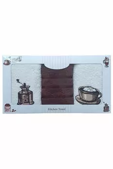 Набор из 3 кухонных полотенец из 100 % хлопка с кофейным принтом, 30 x 50 см