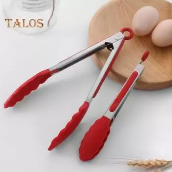 Набор из 3 кухонных щипцов, термостойкие щипцы с силиконовым наконечником для приготовления пищи, выпечки, барбекю, нескользящие волнистые зажимы для дома, ресторана чёрный