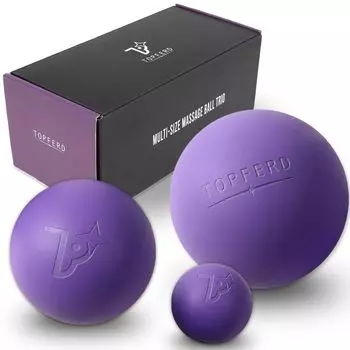 Набор из 3 массажных мячей для мышц фасции, идеально подходит для и поставляется с направляющей для шнурка для и путешествий [TOPFERD] Мячи, освобождение, релаксация, многоразмерные фиолетовый