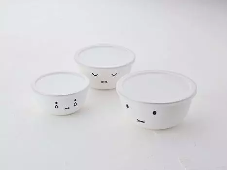 Набор из 3 мисок для смешивания Fuji Horo, белый цвет, Miffy Face белый
