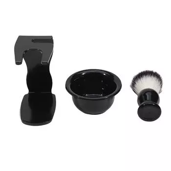 Набор из 3 мужских помазков для бритья с подставкой для щетки, инструменты для чистки и ухода за бородой, подарочный набор для бритья для мужчин None