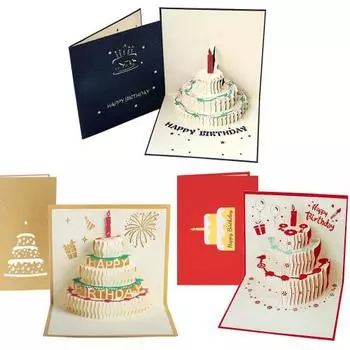 Набор из 3 открыток на день рождения, открытка на день рождения, 3D-открытка с сообщением, объемная открытка, поздравительная открытка, открытка на день рождения, празднование дня рождения, благодарность, конверт в комплекте