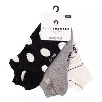 Набор из 3 пар носков для кроссовок t36-41 fan 11088 Женский BILL TORNADE 36/41 чёрный